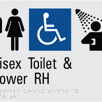 Unisex Toilet & Shower RH Transfer Braille Sign