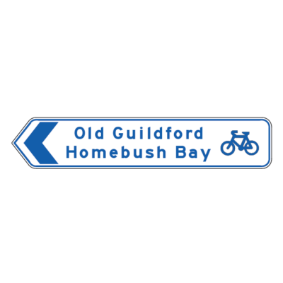 Bicycle Route Advance Directional Multi-Destination Sign