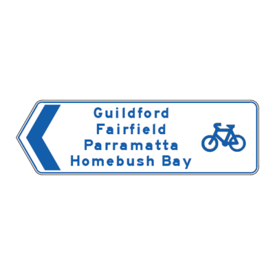 Bicycle Route Advance Directional Fingerboard Sign
