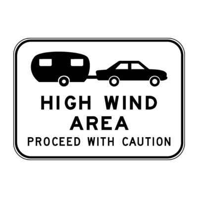 High Wind Area Proceed With Caution Guide Sign