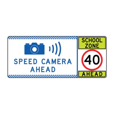 Speed Camera Ahead School Zone Information Sign
