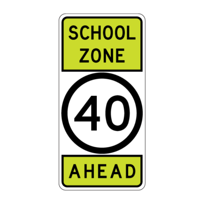 School Zone Ahead Information Sign