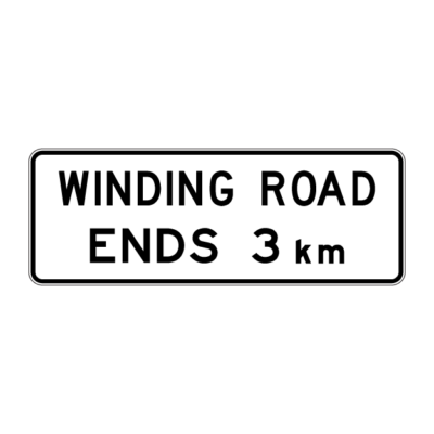 Winding Road Ends 3 km Guide Sign