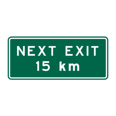 Next Exit 15 km Guide Sign