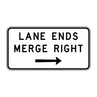 Lane Ends Merge Right Guide Sign