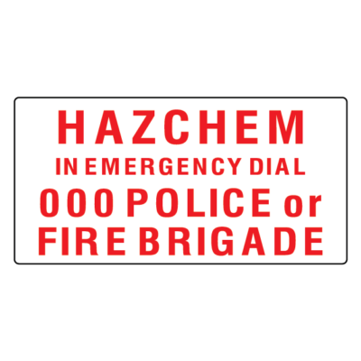 Hazchem Emergency 000 Police Fire Brigade Sign