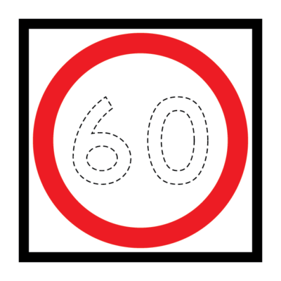 60 km/h Speed Limit Temporary Road Sign