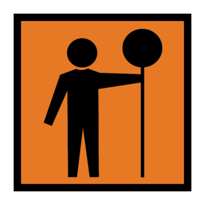 Worker With Flag Symbol Multi Message Road Sign