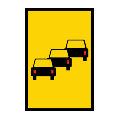 Traffic Jam Symbol Temporary Road Sign