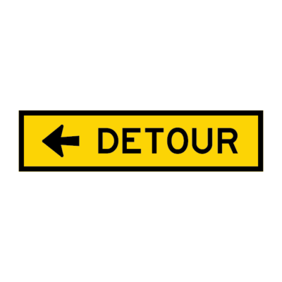 Detour Left Multi Message Temporary Sign