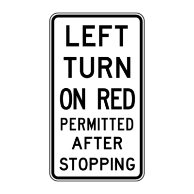 Left Turn On Red Permitted Regulatory Sign