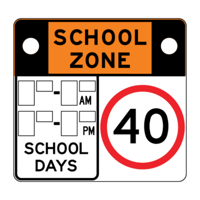 School Zone With Flashing Lights Cutouts Sign