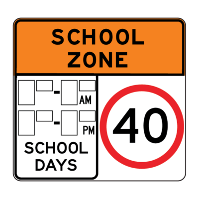 Variable Time School Zone Speed Limit Regulatory Sign