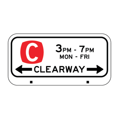 Clearway 3PM-7PM Regulatory Sign