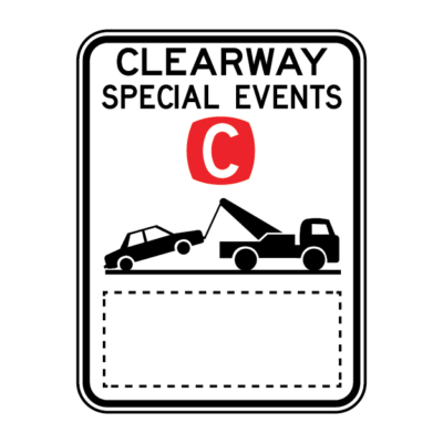 Clearway Special Events Regulatory Sign
