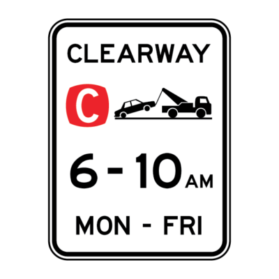 Timed Clearway Regulatory Sign