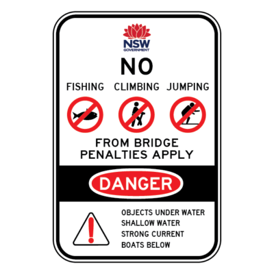 No Trucks Buses Animals Bridge Danger Sign