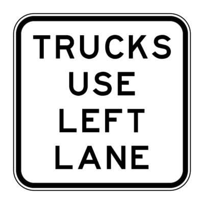 Trucks Use Left Lane Regulatory Sign