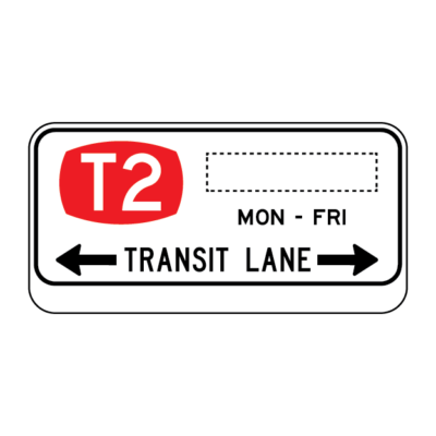 T2 Transit Lane Left Regulatory Sign
