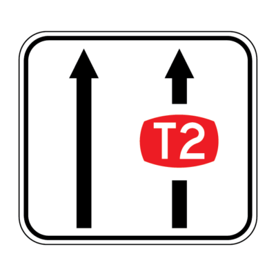 Lane T2 Right Two Lane Regulatory Sign