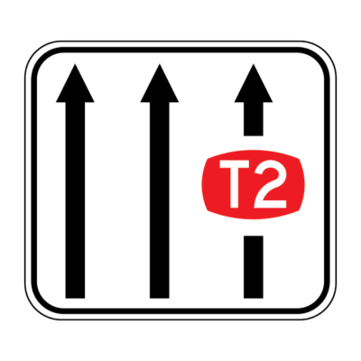 Lane T2 Right 3 Lane Regulatory Sign