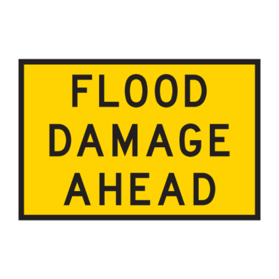 Flood Damage Ahead Temporary Road Sign