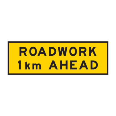 Roadwork 1km Ahead Temporary Road Sign