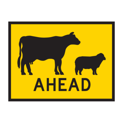 Animals Ahead Temporary Road Sign