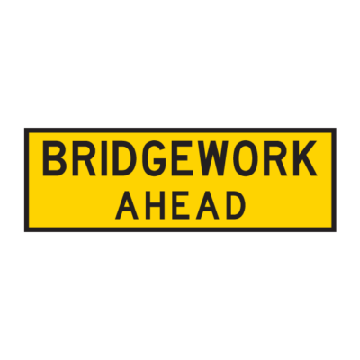 Bridgework Ahead Temporary Road Sign