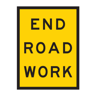 End Road Work Temporary Road Sign