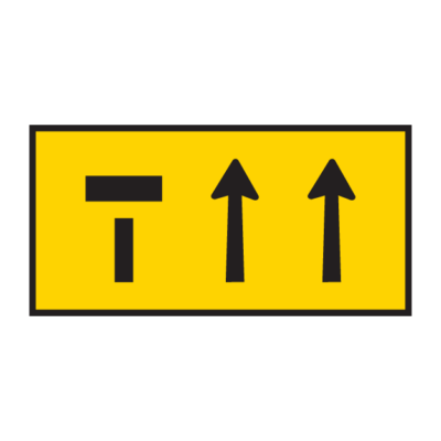 Three Lanes Ahead Temporary Road Sign