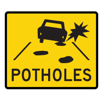 Potholes Temporary Road Sign