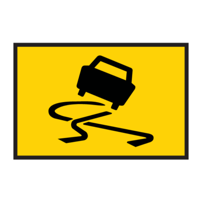 Slippery Road Symbol Temporary Road Sign