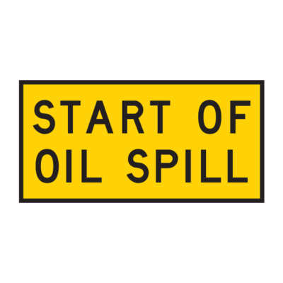Start Of Oil Spill Temporary Road Sign