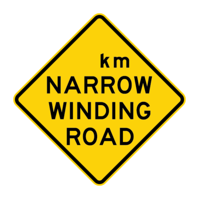 Narrow Winding Road Warning Sign