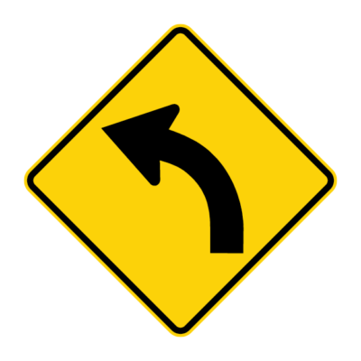 Sharp Curve Left Warning Sign
