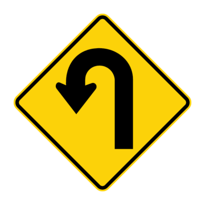 Hairpin Bend Right Warning Sign