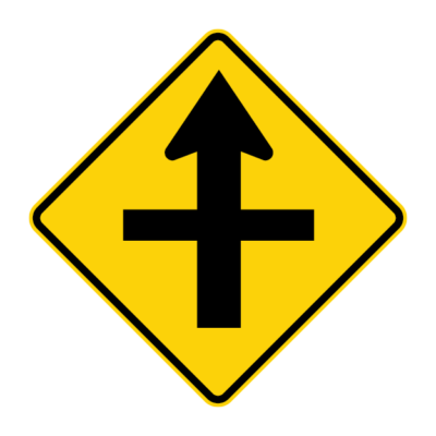 Cross Road Warning Sign