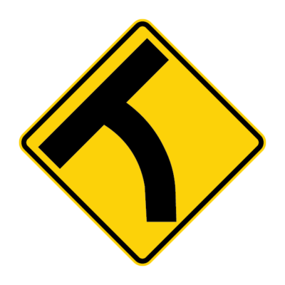 Side Road Junction Slanted Warning Sign