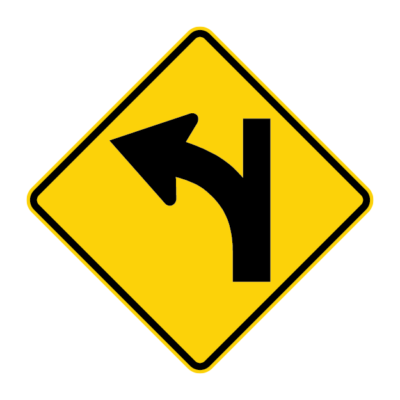 Fork Road Warning Sign