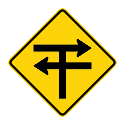 Staggered Intersection Warning Sign