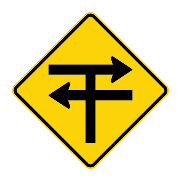 Staggered Intersection Warning Sign