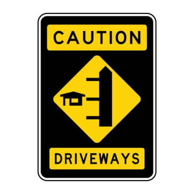 Caution Driveways Double Warning Sign