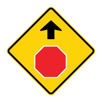 Stop Sign Ahead Warning Sign