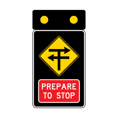 Crossroads Intersection Reduce Speed Sign