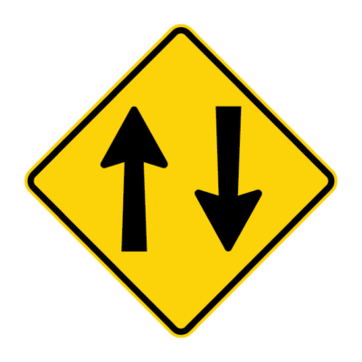 Two Way Traffic Arrows Warning Sign