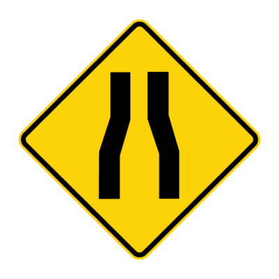 Narrow Road Warning Sign