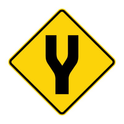 Road Narrows Warning Sign