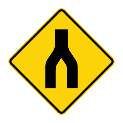 Divided Road Warning Sign