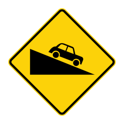 Steep Descent Warning Sign